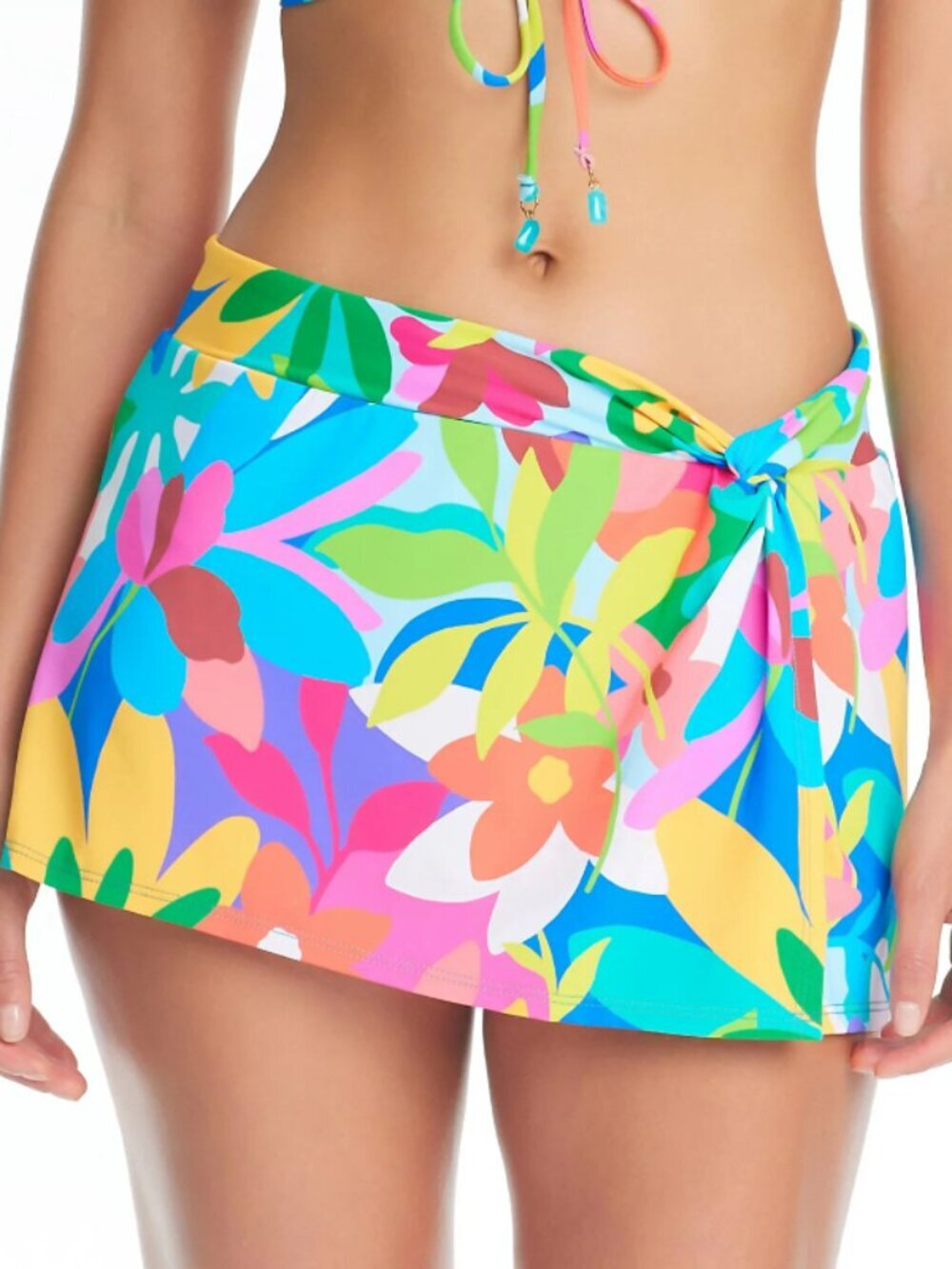 Bleu by Rod Beattie Size 10 Colourful Floral Side-Drape Hipster Swim Skirt NWT
